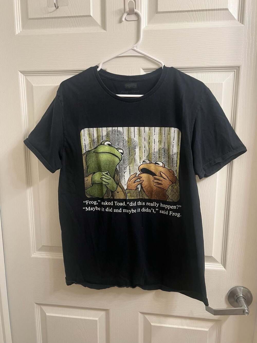 Frog And Toad Something Happened Quote T-Shirt Black